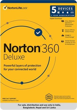  Norton 360 Deluxe 5 Users 1 Year 