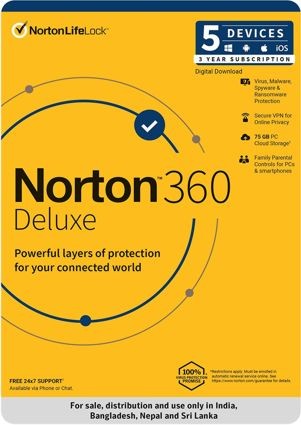  Norton 360 Deluxe 5 Users 3 Years 