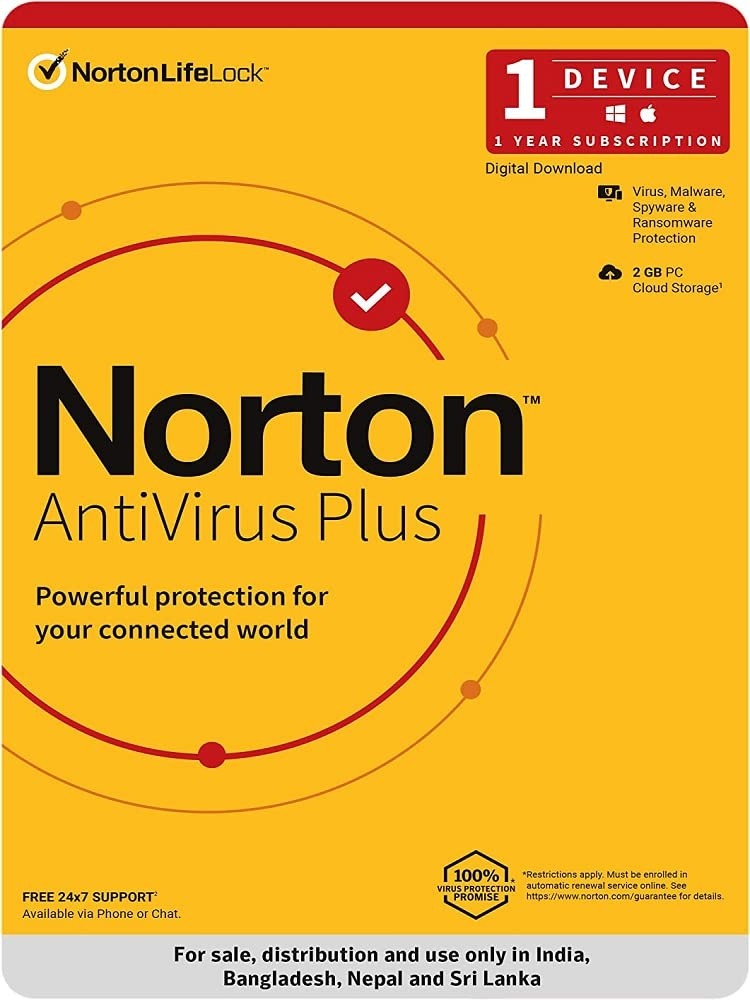 Norton Antivirus Plus 1 User 1 Year 
