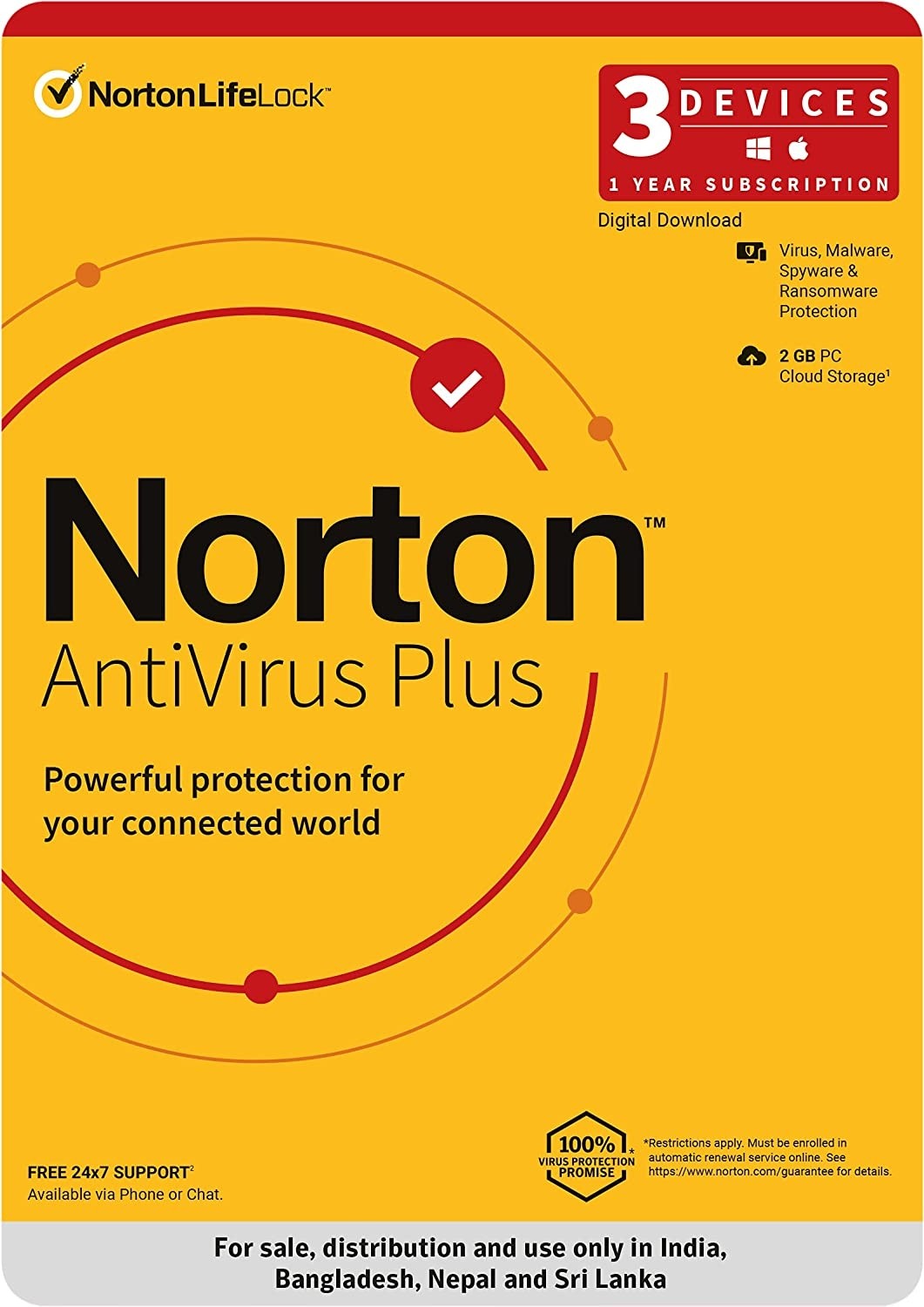 Norton Antivirus Plus 3 Users 1 Year 
