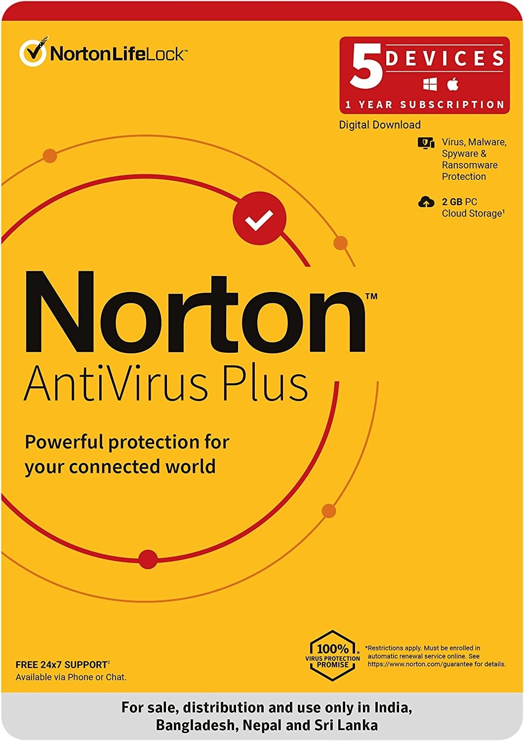 Norton Antivirus Plus 5 Users 1 Year 